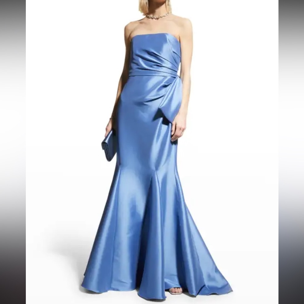Belle by Badgley Mischka Abigail Strapless Mikado Bow  Mermaid Dress size 4 - Picture 3 of 9